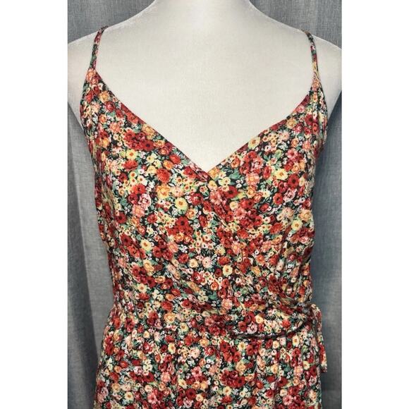 American Rag Mini Dress Women’s Size Medium Boho Floral Print Faux Wrap - Picture 11 of 16